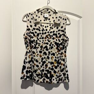 CAbi Women's Spotted Sleeveless Blouse - Black, Brown, Cream